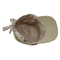 Cadet Fashion Cap | Camel with colourful ink splash print band and bow | XS/S