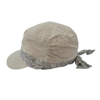 Cadet Fashion Cap | Beige with grey paisley print band and bow | S/M
