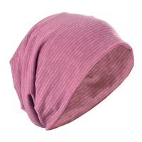 Jersey Cotton Slouch Beanie Striped | Hot Pink n Grey Striped