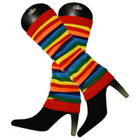 Large View Red Rainbow Leg Warmers