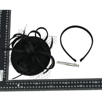 Feather Fascinator Hat with Ribbon | Black