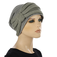 Cotton Beanie and Knit Turban Headband Set | XS/S | Option S4 | Grey Band N Grey Beanie