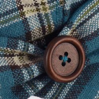 Check Newsboy Hat with Bow & Button | Blue - Teal Blue | S