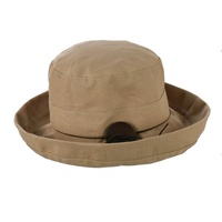 Big Button Linen Bucket Hat | Neutral Khaki | Adjustable S/M