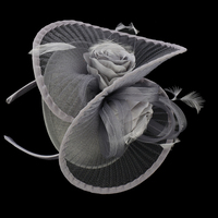 Hatinator - Brittany with Pleated Swirls and Roses | Grey - Medium Grey
