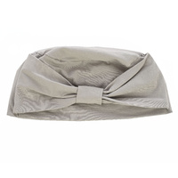 COTTON HEADBAND BOW TURBAN CAP | Grey - Light Grey/Birch