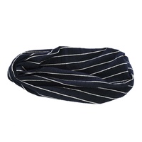 Striped Cotton Turban | Navy with White Stripes | S/M
