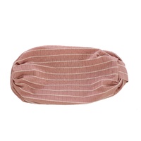 Striped Cotton Turban | Dusty Pink with White Stripes | M/L
