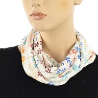 Floral Eternity Loop Scarf Turban | Option 10 | Colourful Flower Sketches on Cream Background