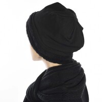 Fleeced Cotton Beanie | Black