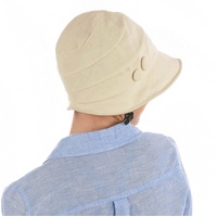 Retro-inspired Cotton Cloche Hat Betty | Beige| Adjustable-S/M
