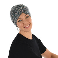 Reversible Pre-tied Head Wrap Turban |#1 Paisley Print Grey & Pink