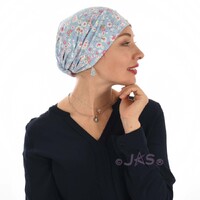 Jersey Leopard Inspired Pre-Knotted Scarf Turban |#4 Baby Blue White and Pink Print