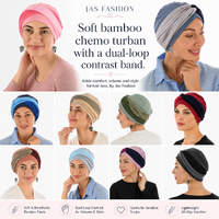 Bamboo Turban & Contrast Loop Band Set | Blush Pink with Light and Dark Pink Band