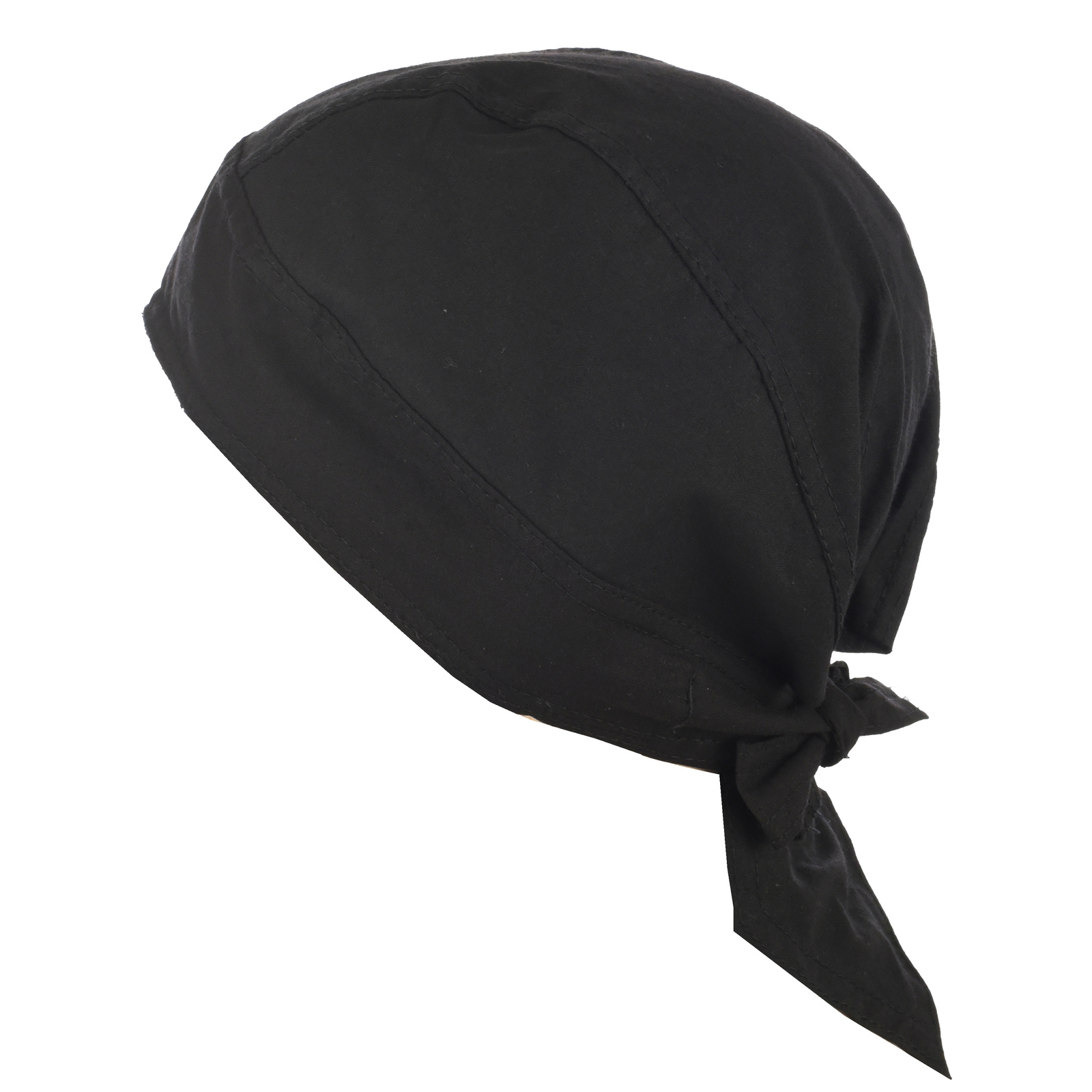 Black Cotton Biker Chemo Headwrap Durag Fitted Bandana Plain