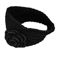 Swirly Beanie Sage Green with Beaded Crochet Headband Black