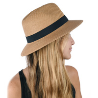 Panama Trilby Sun Hat | Camel / Dark Beige / Tan | 57cm
