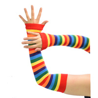 Large View Red Rainbow Leg Warmers