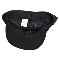 Wool Felt Greek Fisherman Cap | Black | Large Crown & Size Adjustable S-XL 60cm