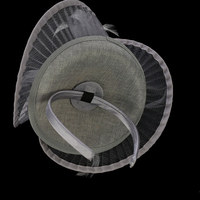 Hatinator - Brittany with Pleated Swirls and Roses | Grey - Medium Grey