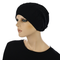 Sheer knit Beanie with Seamless Lining Set | Option 1 | Black Beanie /Teal Blue Liner
