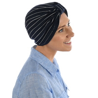 Striped Cotton Turban | Navy with White Stripes | S/M