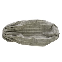 Striped Cotton Turban | Light Grey with White Stripes | M/L