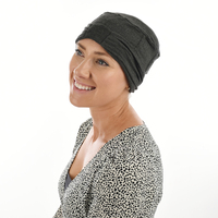 Bamboo Slip-on Cap with Tails - Susan | Charcoal Dark Grey