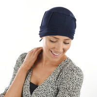 Bamboo Slip-on Cap with Tails - Susan | Blue - Navy Blue / Dark Blue