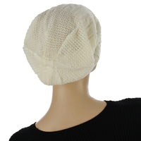 Sheer knit Beanie with Seamless Lining Set | Option 5 | Cream White Beanie/Pink Liner