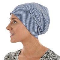 Cotton Beanie with Removable Velvet Headband | Option 4 | Royal Blue/White Beanie with Blue Velvet Headband
