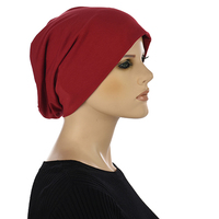 Cotton Beanie and Knit Turban Headband Set | XS/S | Option S8 | Deep Red Band N Red Beanie
