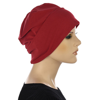 Cotton Beanie and Knit Turban Headband Set | XS/S | Option S8 | Deep Red Band N Red Beanie
