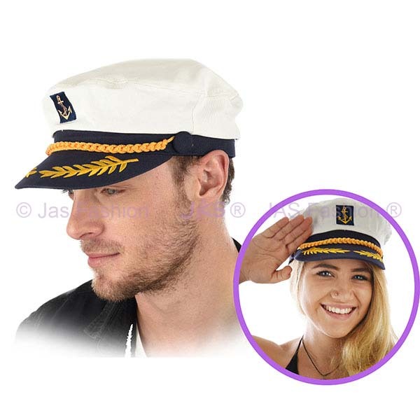 White Sailor Hat Sea Captain Cap Nautical Marine Headwear Australian