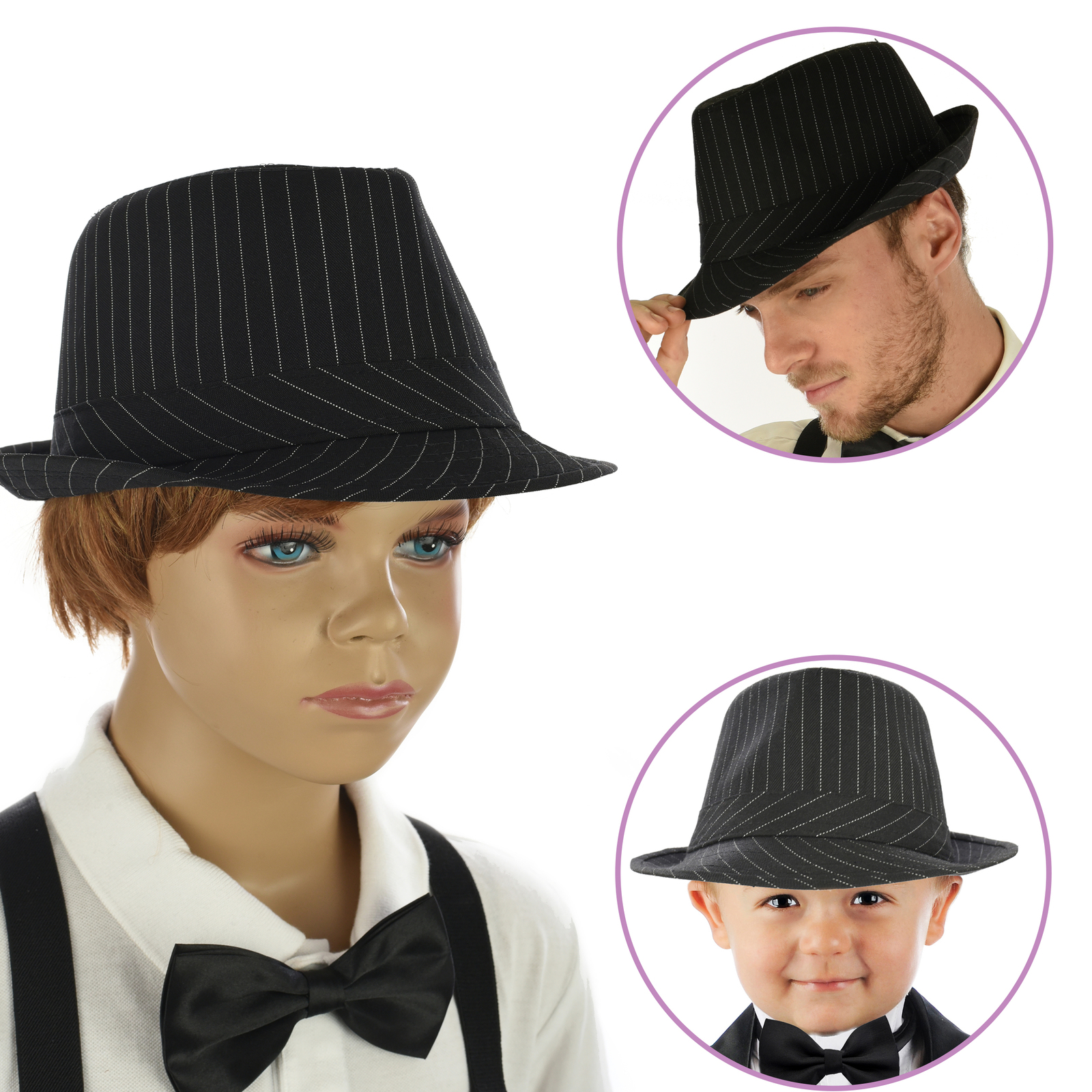 Striped sales fedora hat