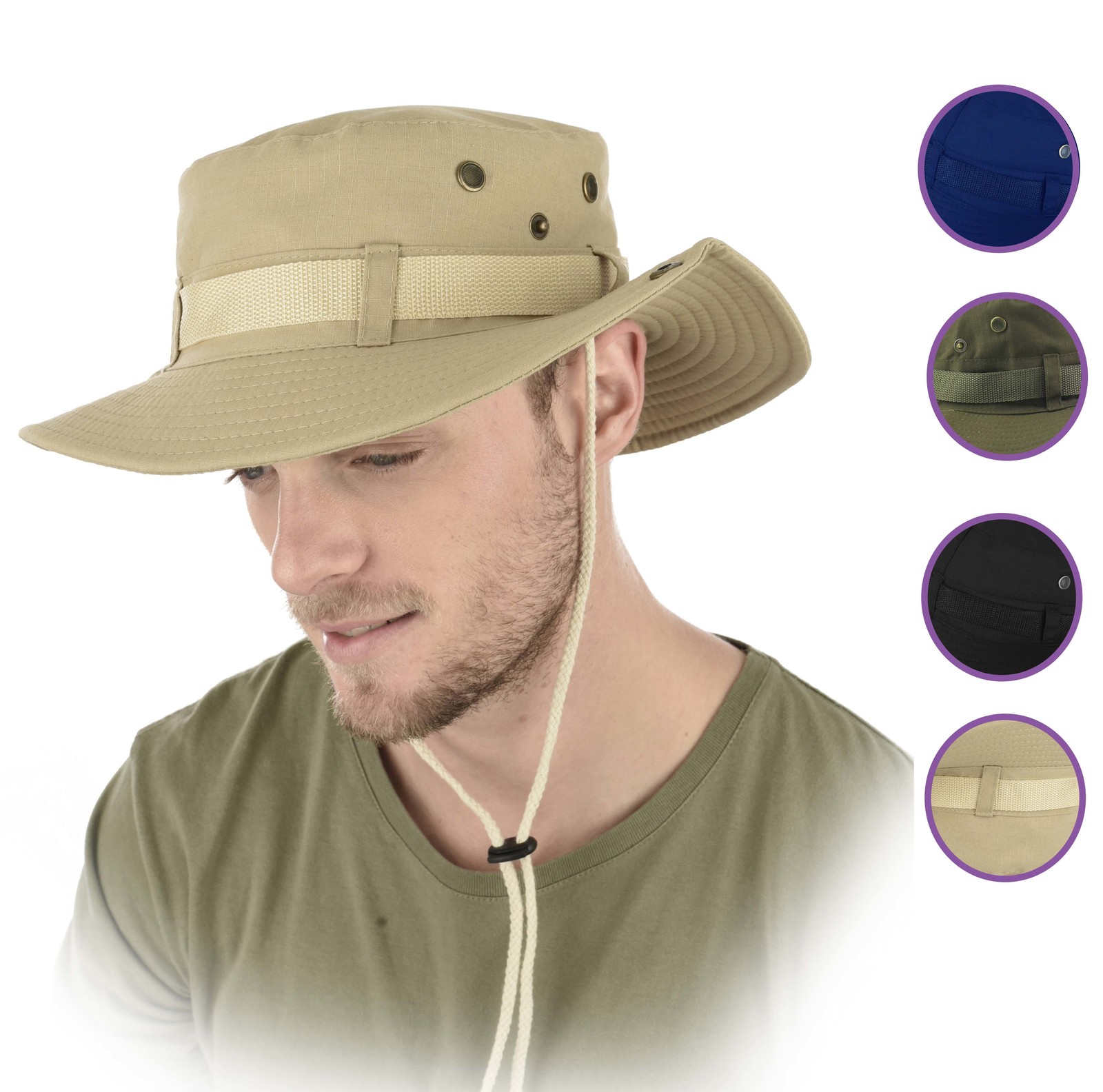 Packable Fishing Sun Hat Wide Brim Chin Draw Strap Sydney