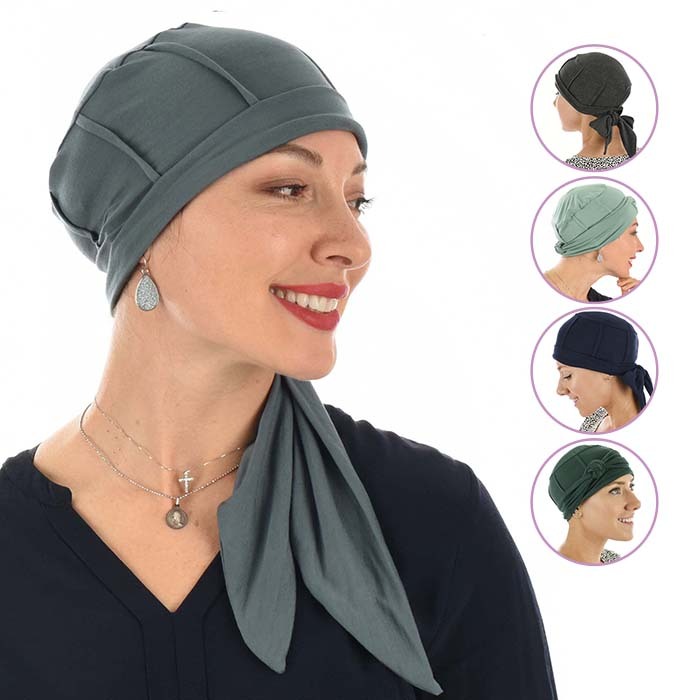 Vertily Hat Stretch Long Tail Beanie Print Soft Scarves for Women with Chemo Cap