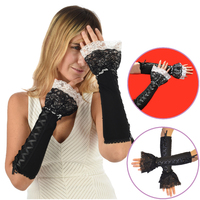 Lace Corset Ribbon Satin Cuff Gloves