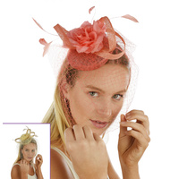 Pillbox & Flower Feather Headband Fascinator