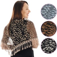 Triangle Lace Scarf with Leaf Motif