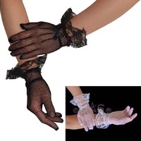 Lace Top Fishnet Full Finger Fancy Dress Gloves