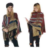Mexican Poncho Blanket Cape 