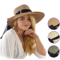 Ribbon Wide Brim Visor Hat 