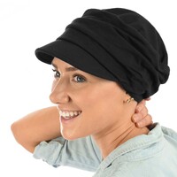 Cotton Ruched Cadet Hat | Black | M/L/XL