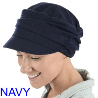 Cotton Ruched Cadet Hat | Blue - Navy Blue / Dark Blue | S/M/L