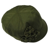 Jasmine Newsboy Cap | Green - Olive Green | S/M