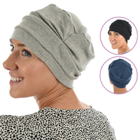 Cotton  Chemo Turban Beanie Gathered on Side - Lucy