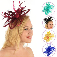 Quadruple Leaf Satin Feather Fascinator