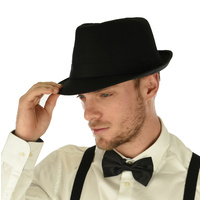 Classic Fedora Hat Solid Black | 57-58cm