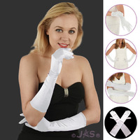 White Debutante Satin Gloves for Wedding and Formal